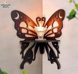 Lifestyle Glory Brand Corner Decorative Butterfly Wall Shelf I Modern Wall Mounted Shelf, Wooden